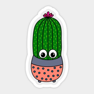 Cute Cactus Design #347: Potted Saguaro Cactus With A Cute Flower Sticker